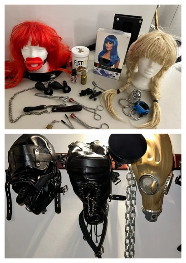 Selection of masks and sex toys 