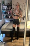 Alani is looking very sexy wearing thigh high black boots 