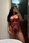 Aylin looks very sexy wearing red lingerie 